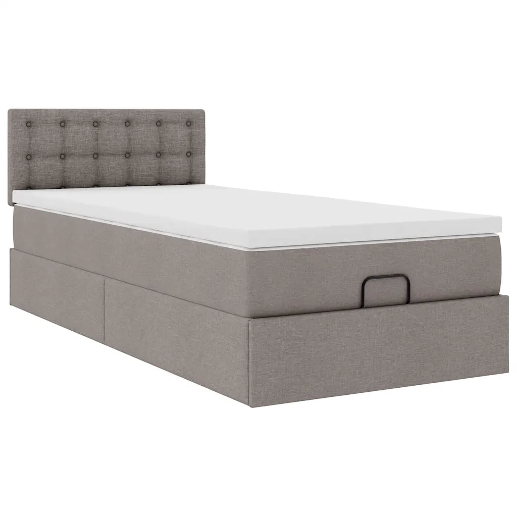 Pouf Letto con Materasso Tortora 100x200 cm in Tessuto