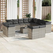 Set Divani da Giardino 14pz con Cuscini in Polyrattan