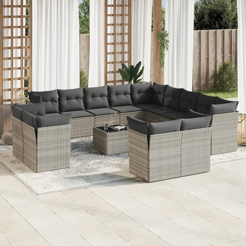 Set Divani da Giardino 14pz con Cuscini in Polyrattan