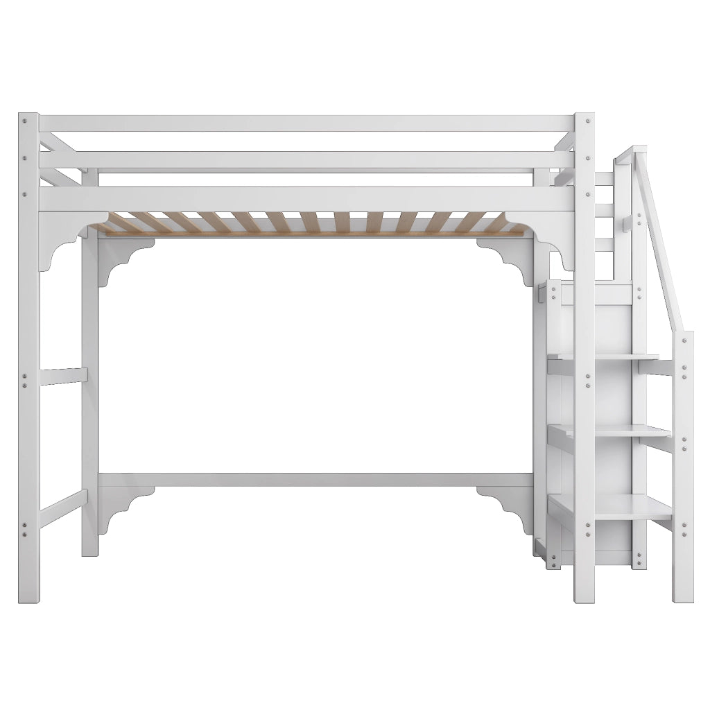 Letto a castello bianco con rete a doghe funzione contenitore in pino 140x200 cm