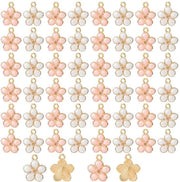 60 pezzi di grucce a forma di ciliegie in fiore per creare gioielli in bianco e rosa