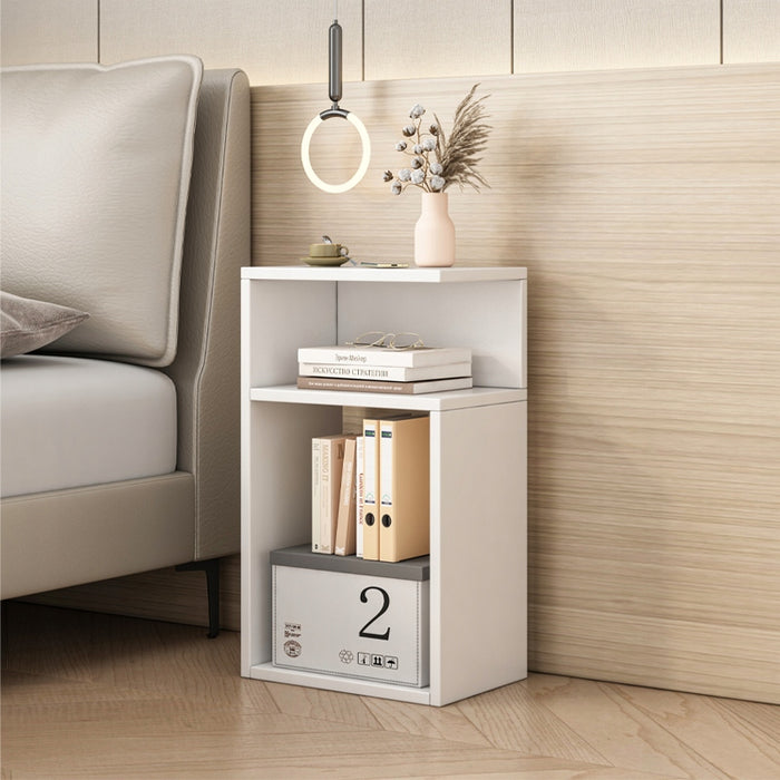 Comodino bianco loft per camera da letto o soggiorno, moderno, 50 cm