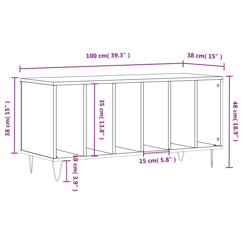 Mobile Porta Dischi Rovere Fumo 100x38x48 cm Legno Multistrato CFW7828511