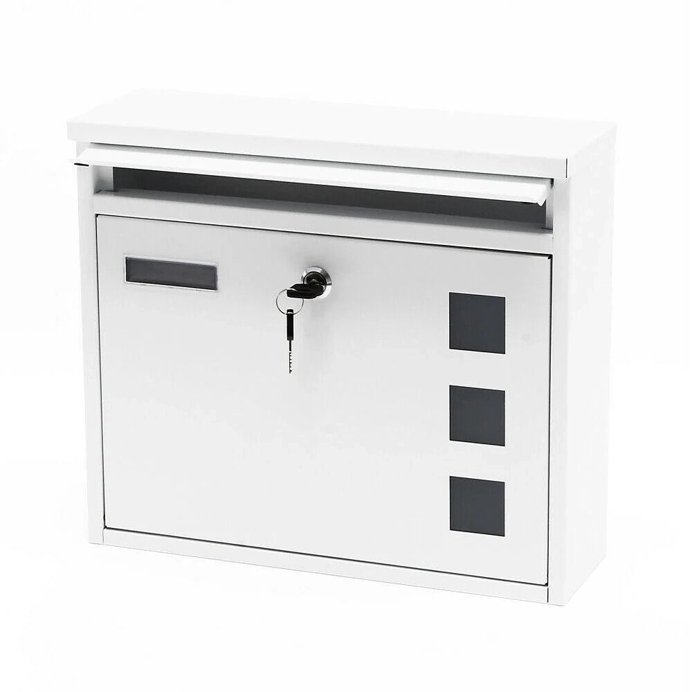Cassetta postale da parete di design con chiavi 36 x 32 x 11,5 cm bianco 16_0000104