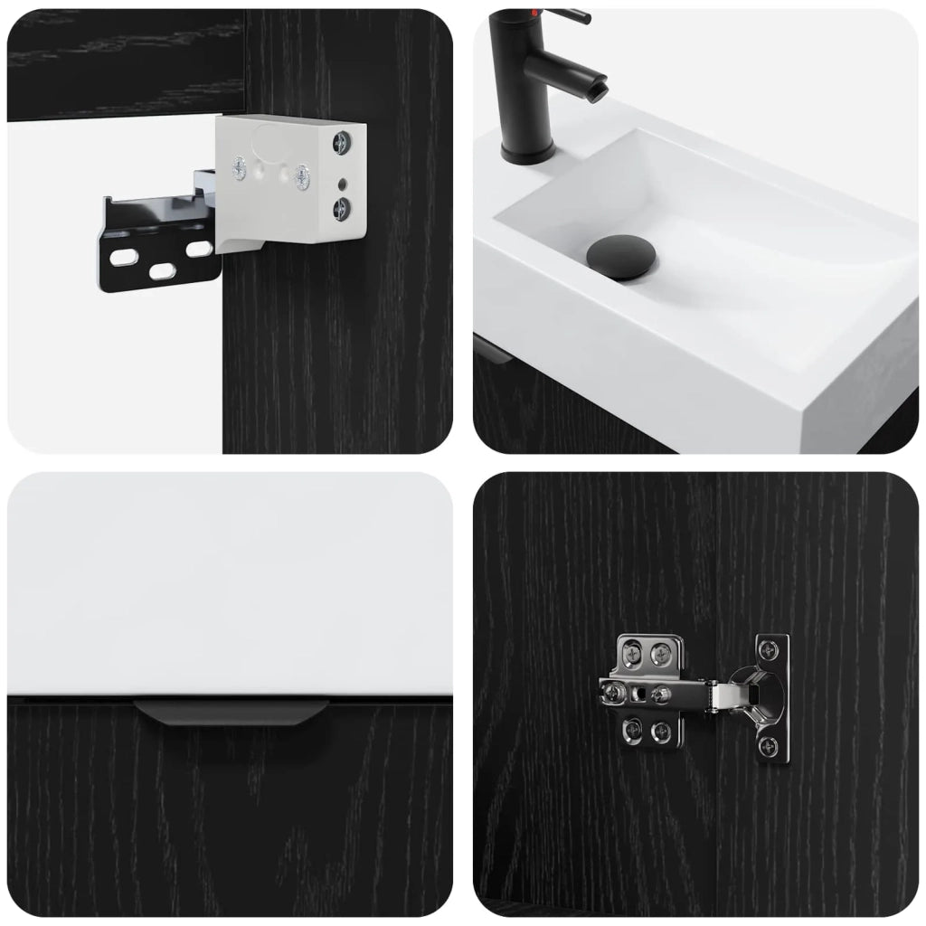 Mobile bagno con rubinetto Rovere Nero 45,5 x 22,5 x 84 cm 889426