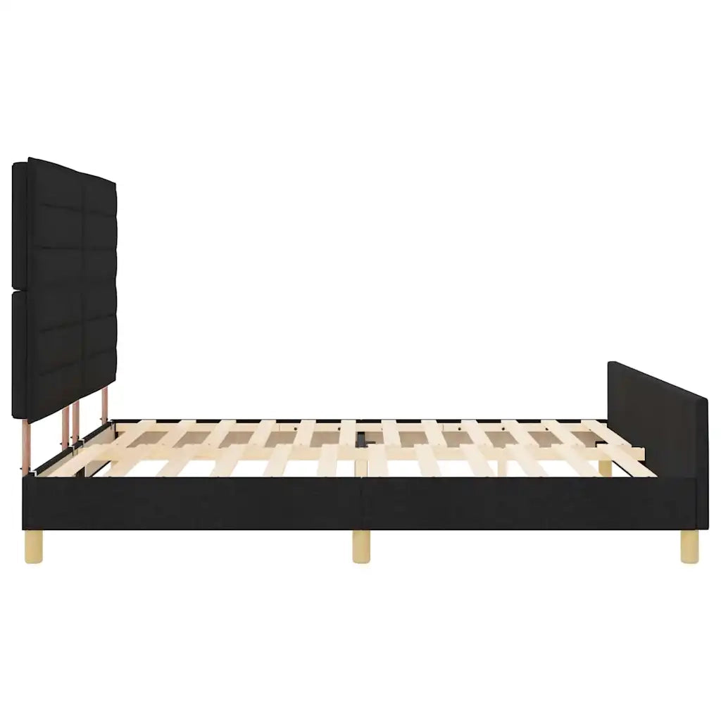Struttura del letto con testiera-Giroletto Nero 180 x 200 cm Tessuto 204523
