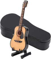 Mini modello di chitarra in legno - Decorazione - Desktop - Strumento musicale - Supporto con standard - Per bambini - Ufficio - Casa - 10 cm/16 cm (10 cm)