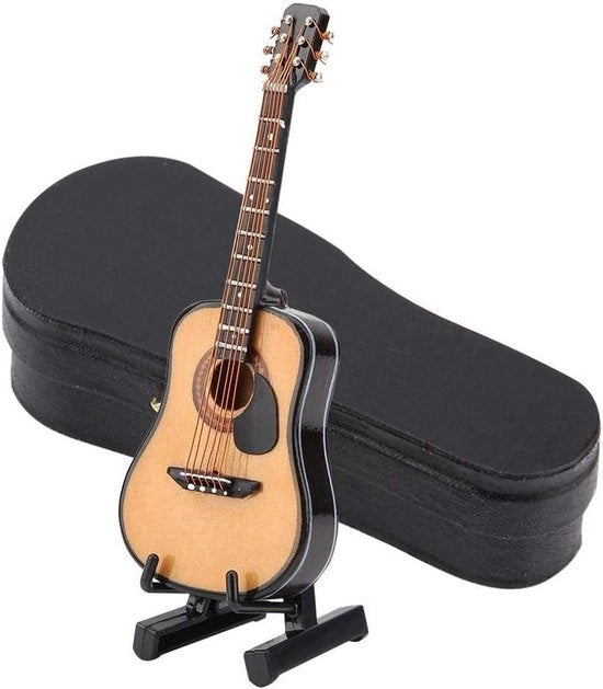 Mini modello di chitarra in legno - Decorazione - Desktop - Strumento musicale - Supporto con standard - Per bambini - Ufficio - Casa - 10 cm/16 cm (10 cm)