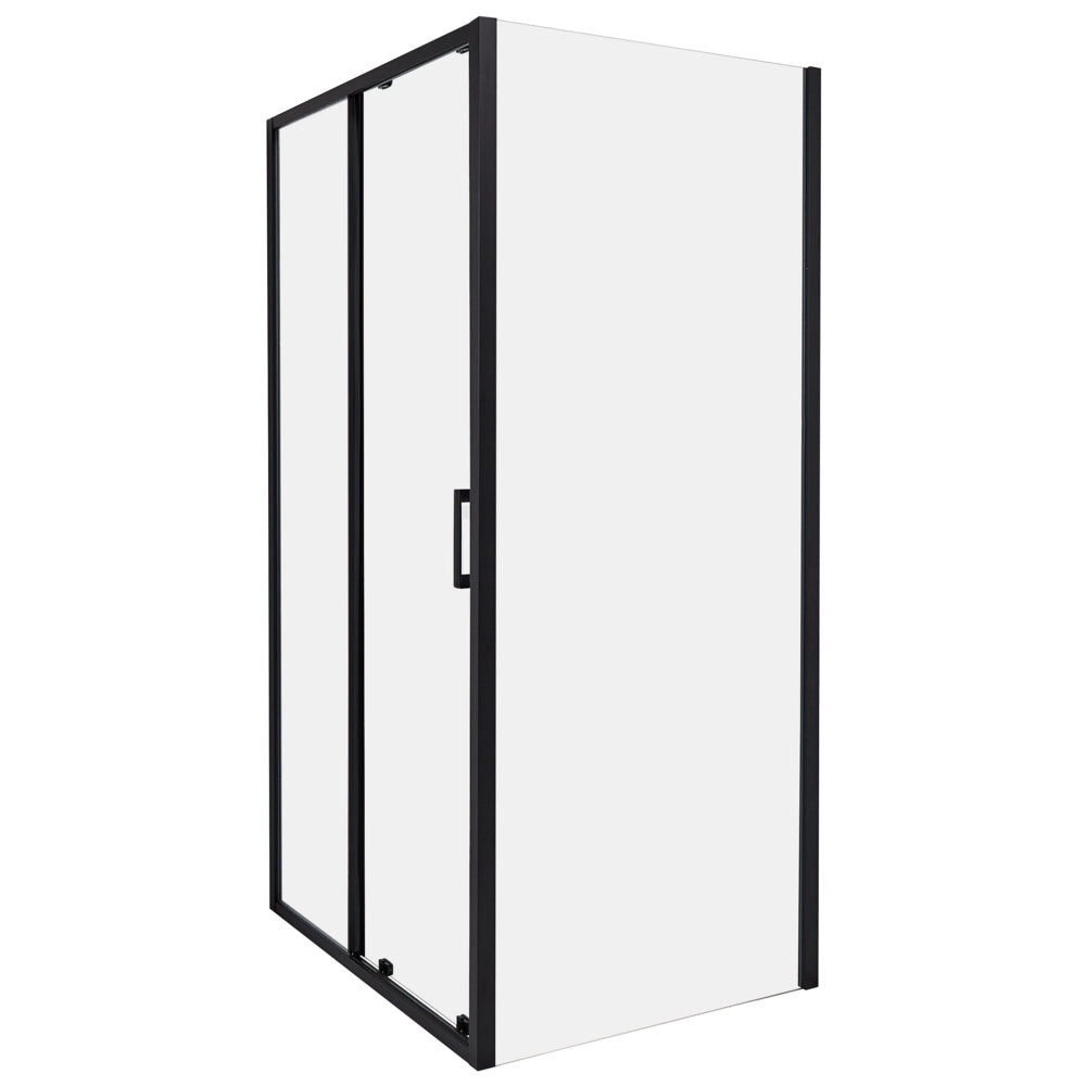 Box Doccia Vetro Temperato nero Cornice Alluminio Anta Singola 80x100x185cm