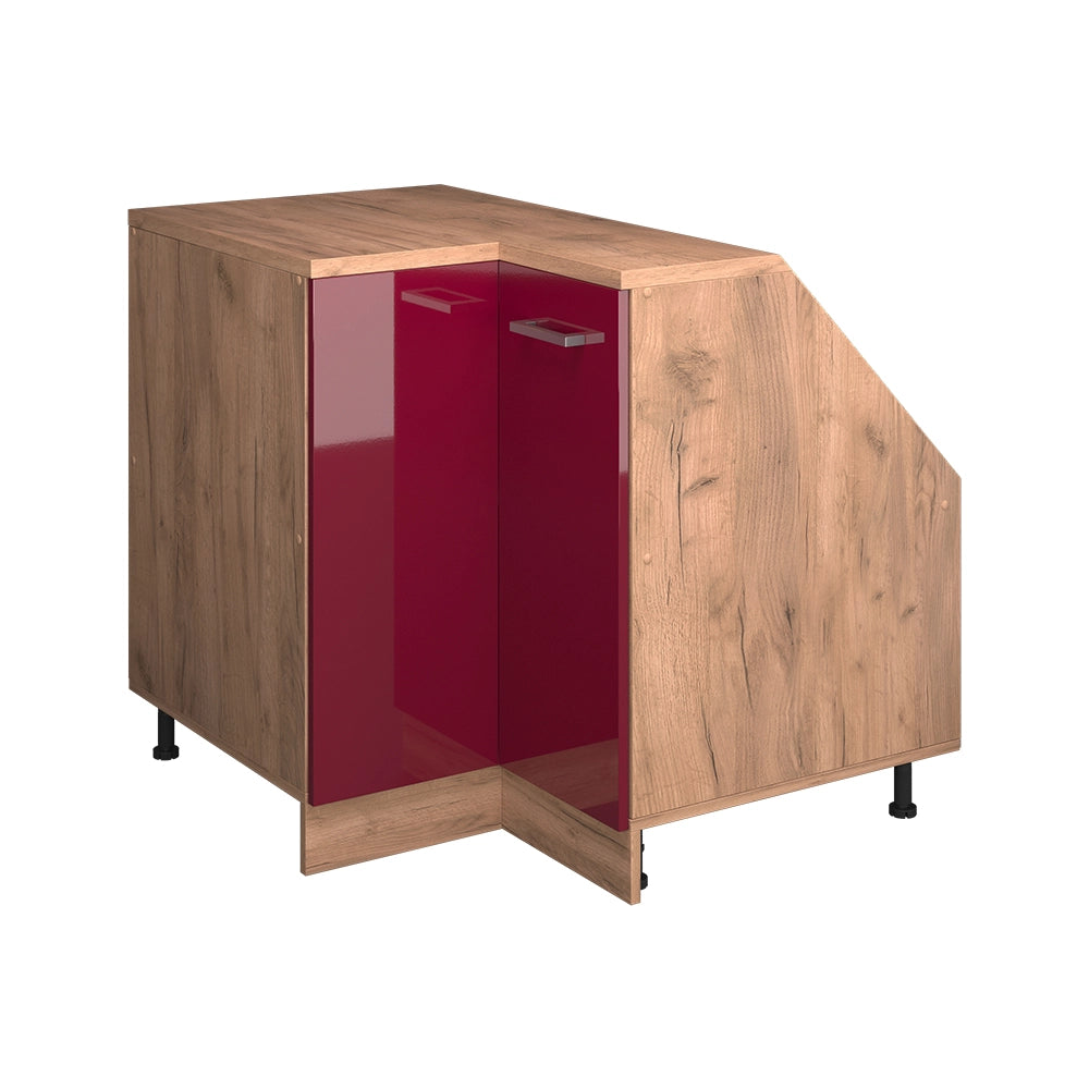 Mobile sottotetto Mobile angolare Rion Rosso lucido/Rovere dorato 75.6 x 83.8 cm con 1 porta, carcassa dell’armadio profondità 60 cm Vicco