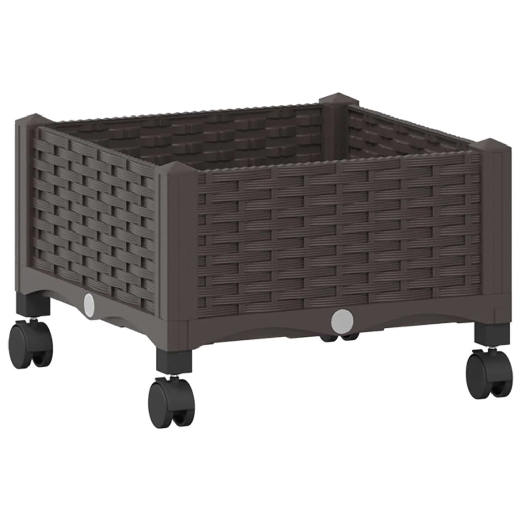 Vaso da Giardino con Ruote Marrone 40 x 40 x 29 cm PP 3422904