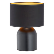Lampada da tavolo Aspen in acciaio nero e paralume in tessuto