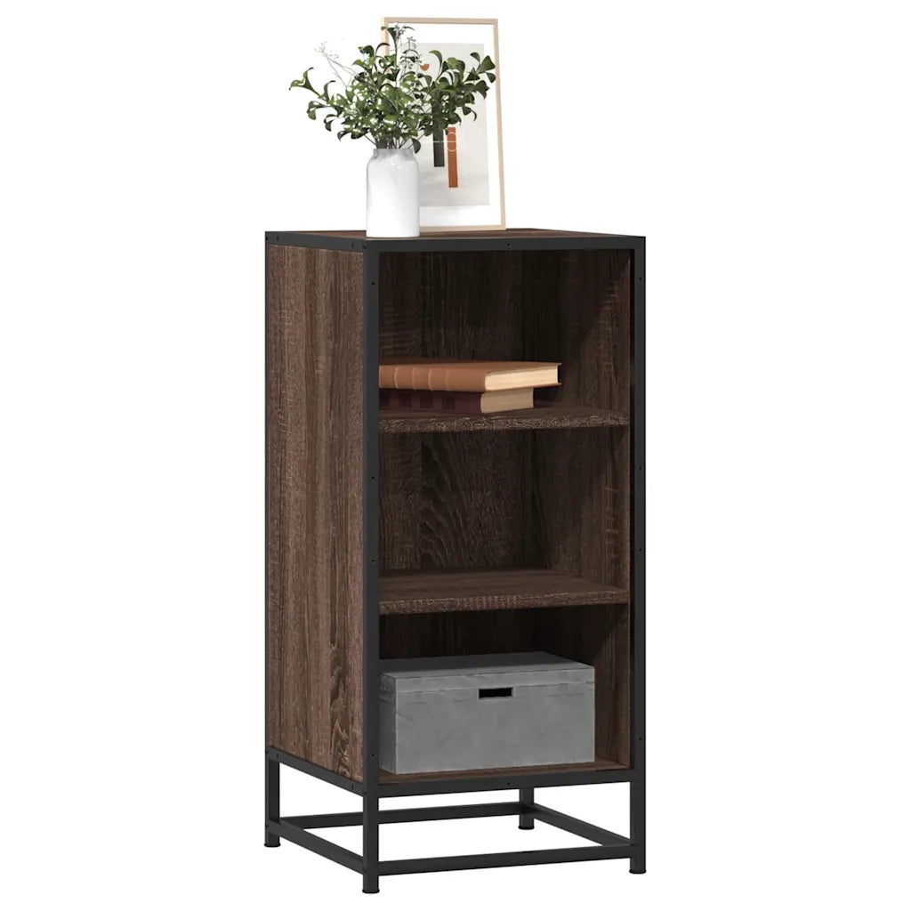 Credenza Rovere Marrone 35,5x35x76 cm in Truciolato e Metallo