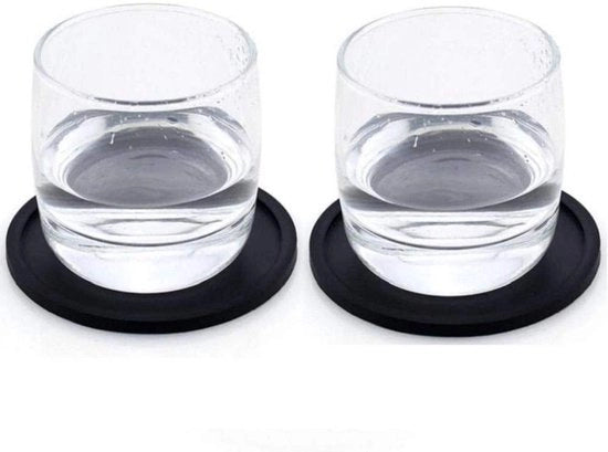 Set di 4 sottopiani in silicone, sottopiani antiscivolo per bicchieri, sottopiani da tavolo, sottopiani per tazze, sottopiani rotondi da 10 cm per bicchieri, vasi, candele (nero)