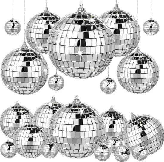 12 piccoli palloni da specchio argentati - mini palloni da discoteca per feste, decorazioni natalizie, palloni da festa