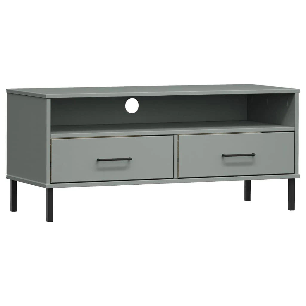 Mobile TV multimediale scaffale TV credenza mobile TV sala da pranzo soggiorno camera da letto con gambe in metallo legno di pino massiccio grigio OSLO 02_0026867
