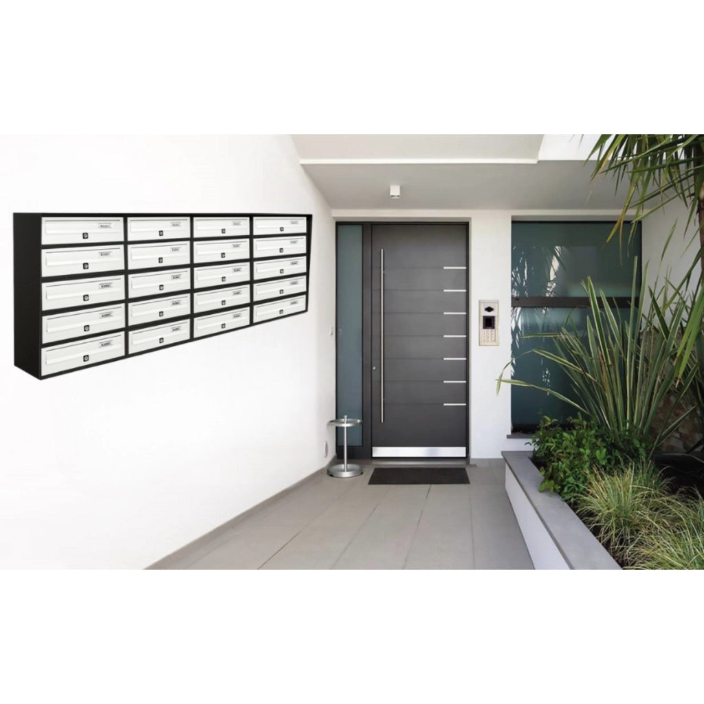 ALUBOX SLIM Cassette Postali Condominiali 20 Posti 63X154,5X30 Cm In Lamiera Zincata E Alluminio Cassetta Postale Da Esterno Condominiale Sistema Anti Prelievo Resistente All'Acqua