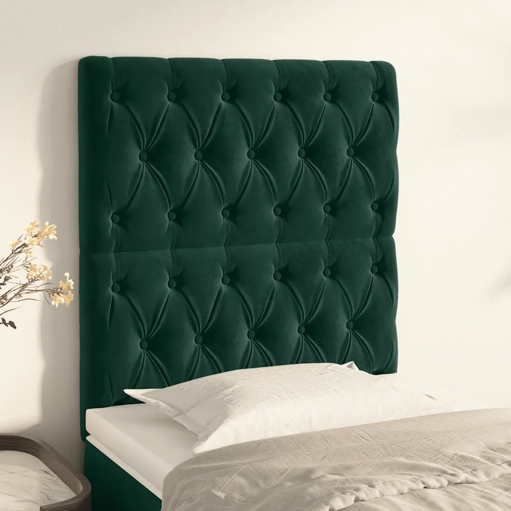 Testiera-Testata-Testiera Decorativa Verde Scuro 80x7x118/128 cm Velluto