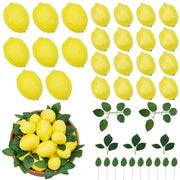 Set di Fruitti Artificiali da 50 Pezzi - Pompelmi Artificiali - Foglie Artificiali - Decorazione Realistica - Decorazione Estiva - Dimensioni Ideali 8,9 cm e 7,6 cm - Fruitti Finti