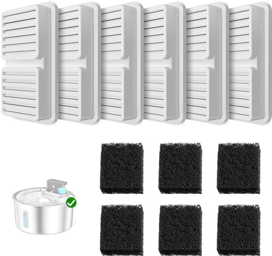 Filtro per 3,2L Fonte Acqua per Gatti Senza Filo con Sensore di Movimento, 6 Filtro + 6 Filtro a Spuma per Fonte Acqua per Gatti