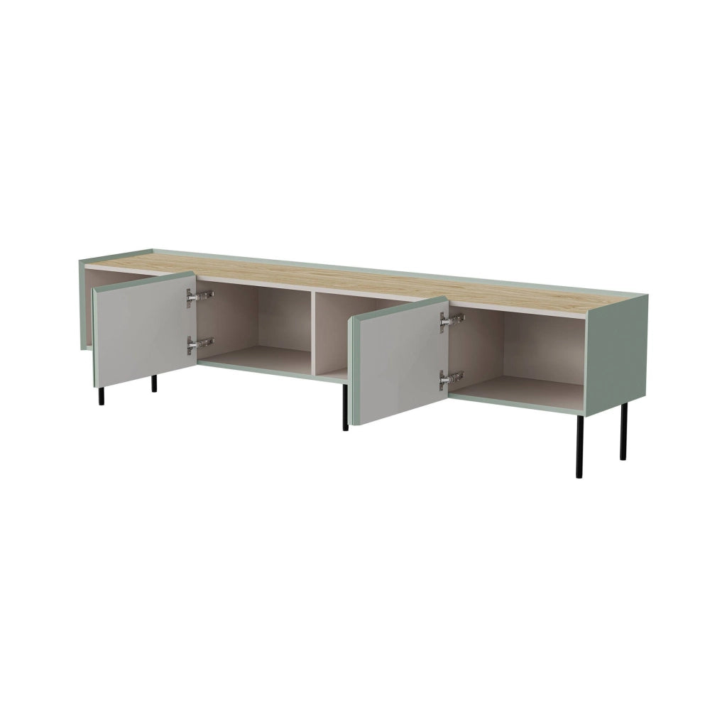 Scopa, Mobile Porta tv un Ripiano, 200x40x52h cm Verde