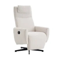Poltrona relax reclinabile con base girevole e schienale regolabile, 67x80.5x110 cm, Beige