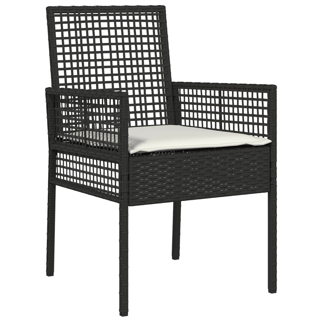 Set da Pranzo da Giardino 7 Pezzi con Cuscini Rattan Nero