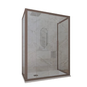 Box doccia 3 lati 70x130x70 CM H 200 Vetro Trasparente Profilo Chocolate mod. Deco Trio