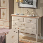 Como 4 cassetti bianco filo rosa in legno 110x51x90 (1317) - Mobili 2G
