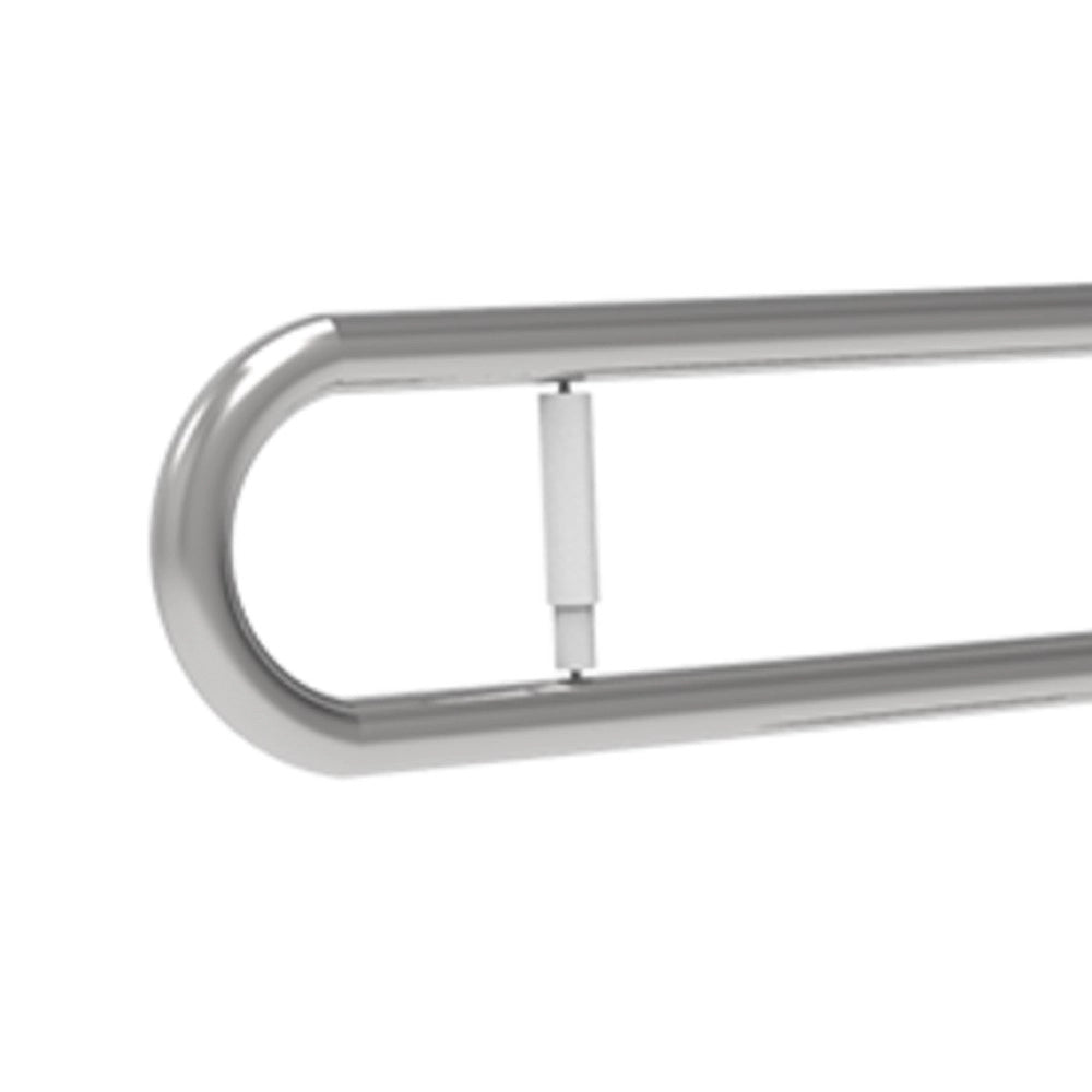 Maniglione barra ribaltabile su colonna 80x80 con porta rotolo inox lucido