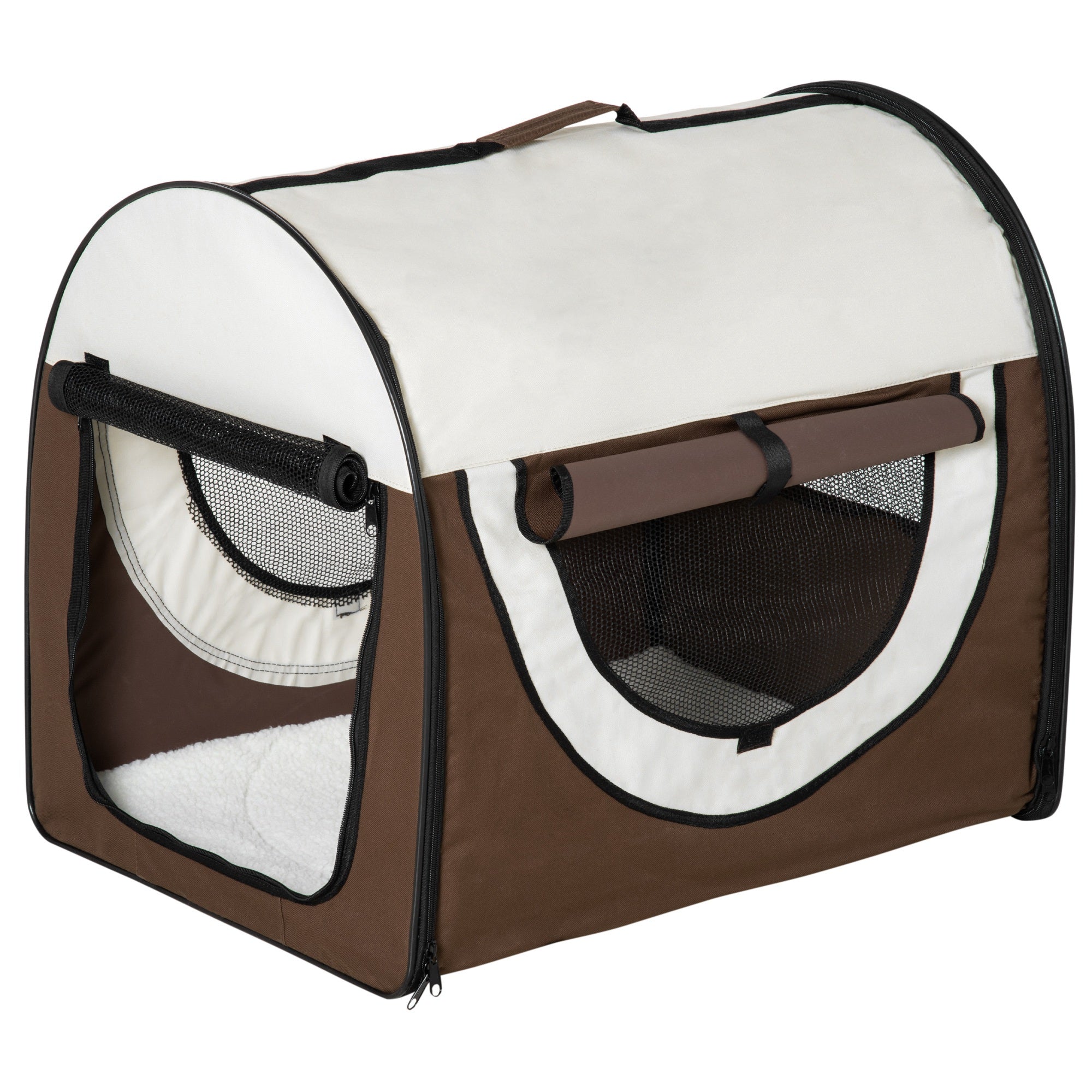 Trasportino per Cani e Gatti Pieghevole 70x51x59 cm in Tessuto Oxford Marrone