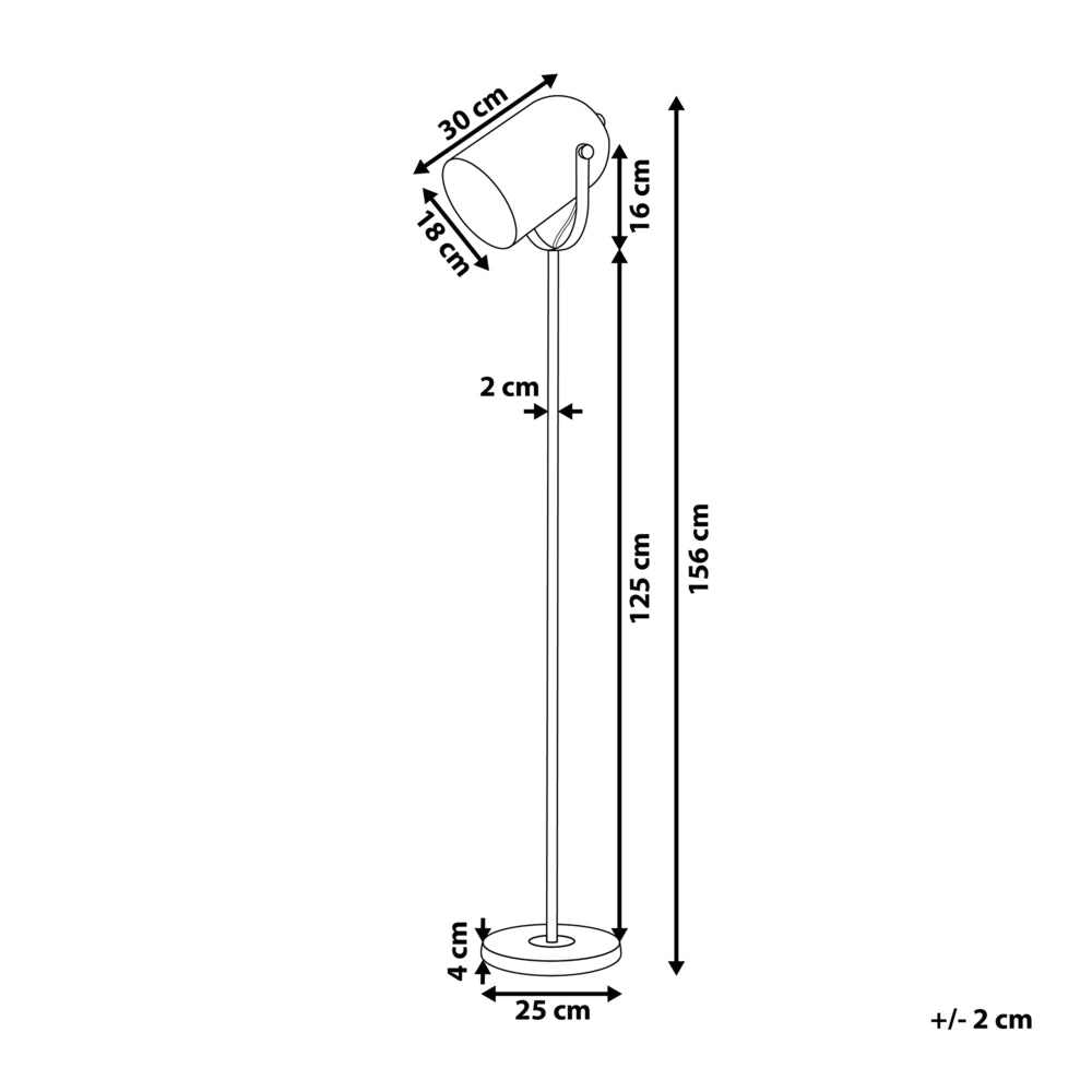 Lampada da Terra in Metallo Bianco 156 cm Faretto Paralume Orientabile Industriale Home Office