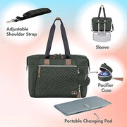 Luiertas con imbottiture e sottosterzo, grande borsa a tracolla per genitori, borsa da viaggio multifunzionale per bambini, verde oliva