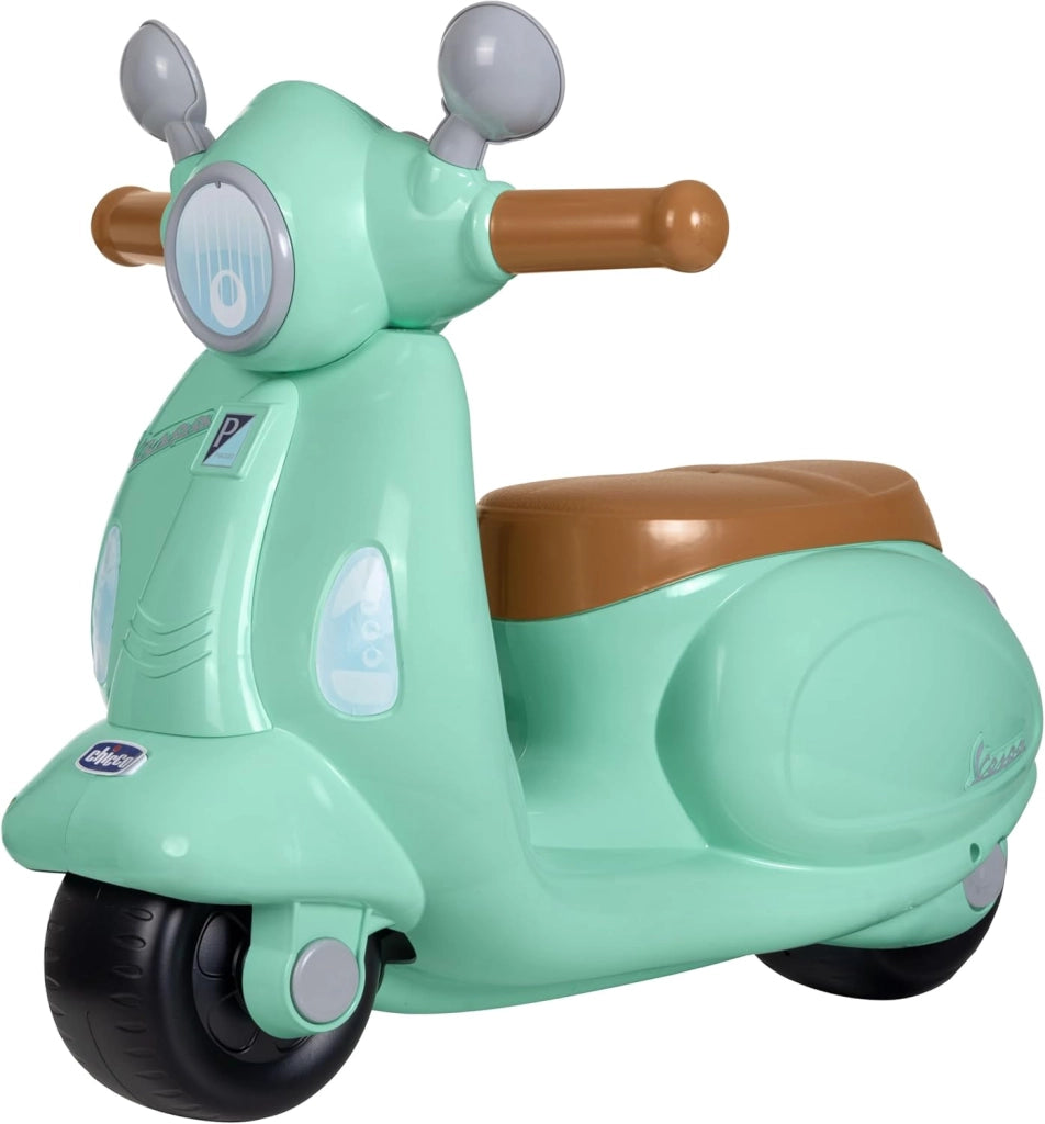 Chicco Vespa per Bambini Primavera, Moto Giocattolo Cavalcabile con Pannello Elettronico, Luci e Suoni, Ruote di Support