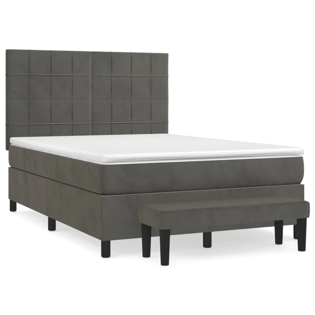 Giroletto a Molle con Materasso Grigio Scuro 140x190 cm Velluto 3137840