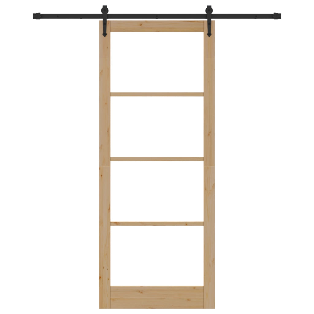 Set Porta Scorrevole  con Hardware 93x232 cm Legno Massello di Pino