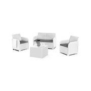 Set salotto da esterno Barrhead, Salottino outdoor, Set da balcone o giardino, Composizione soggiorno per esterni, 113x65 h74 cm, Bianco