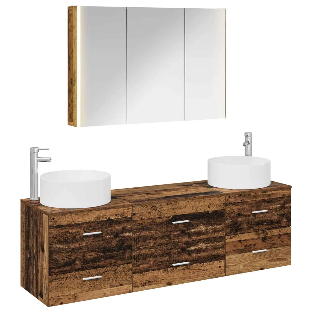Set di mobili per il bagno 4 pcs Legno antico 3407069