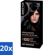Colorazione 1-1 Nero - Smalto per Capelli - Copertura Grigia - Riduce la Frangia - Confezione in Lotti - 20 pezzi