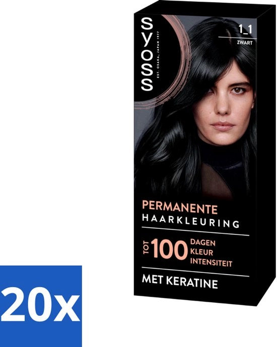 Colorazione 1-1 Nero - Smalto per Capelli - Copertura Grigia - Riduce la Frangia - Confezione in Lotti - 20 pezzi