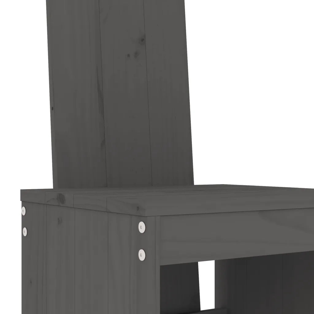 Set Bar da Giardino 3 pz | Set Salotto da Giardino Grigio in Legno Massello di Pino