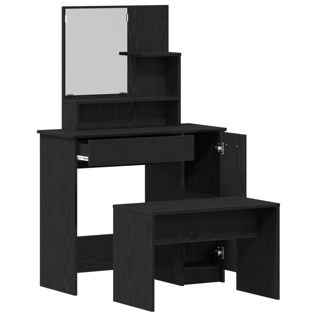 Set di Toeletta  Rovere Nero Legno Ingegnerizzato