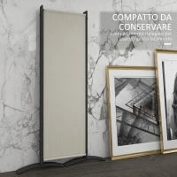 Paravento da Esterno e Interno a 4 Pannelli Pieghevole, 221x50x172cm, Crema