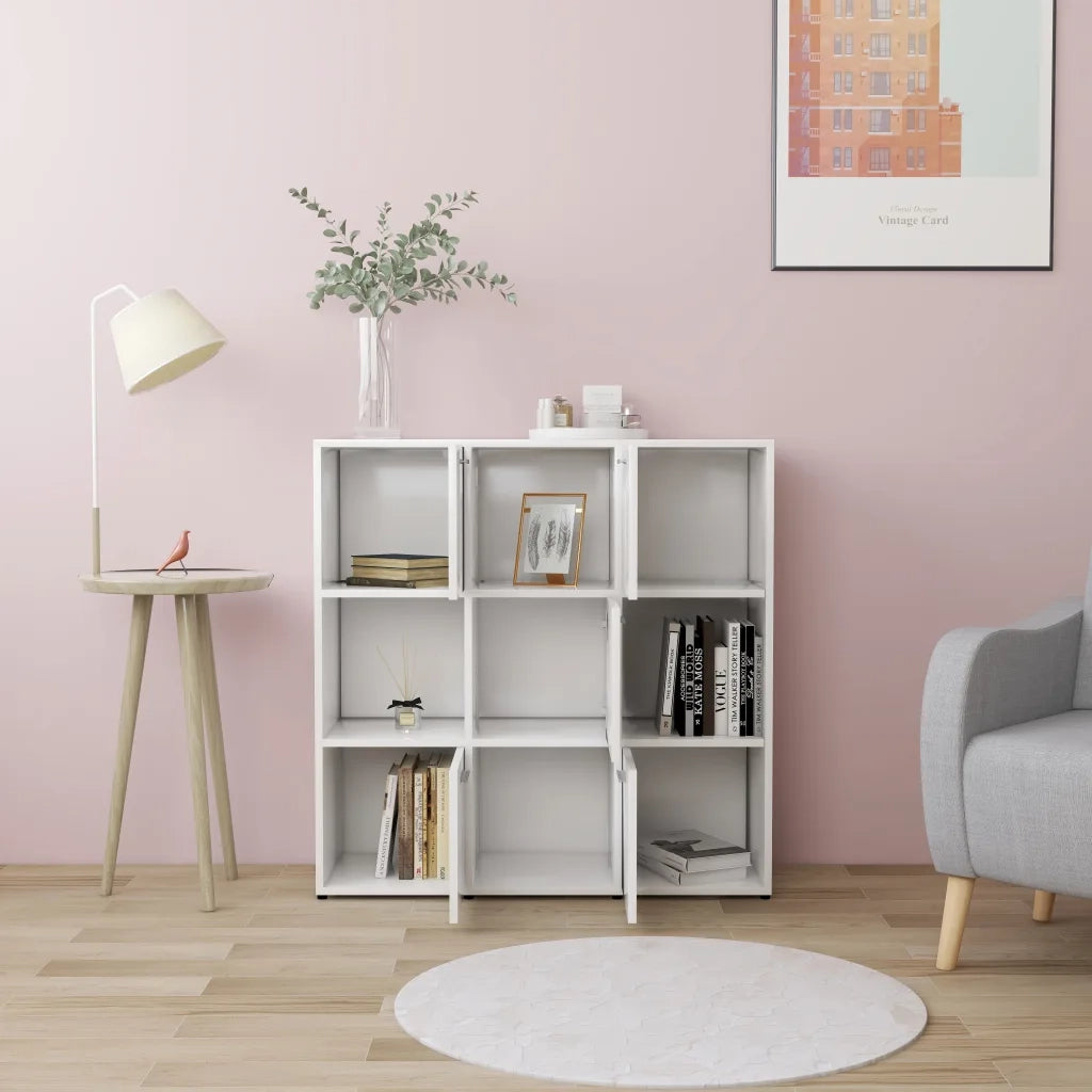 Libreria-Scaffale per Libri-Mobile di Stoccaggio Bianca 90x30x90 cm in Legno Multistrato