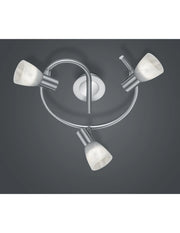 Plafoniera Girandola Nichel 3 Spot Paralume Vetro E14 Orientabili Levisto Trio Lighting