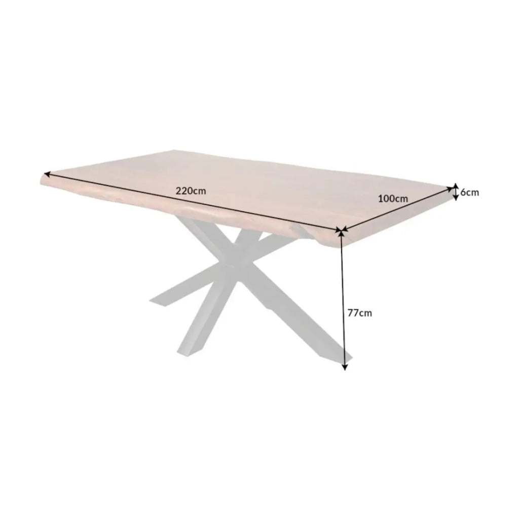 Table ARKAYA 220 cm – Piano in legno massiccio di acacia verniciato e struttura in metallo nero – Design industriale ed elegante
