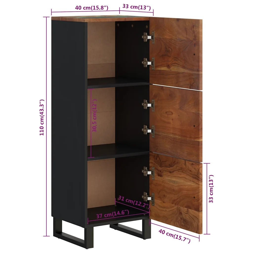 Credenza con 3 Ante-Buffet-Armadio da cucina 40x33x110cm Legno Massello Recupero e Ferro