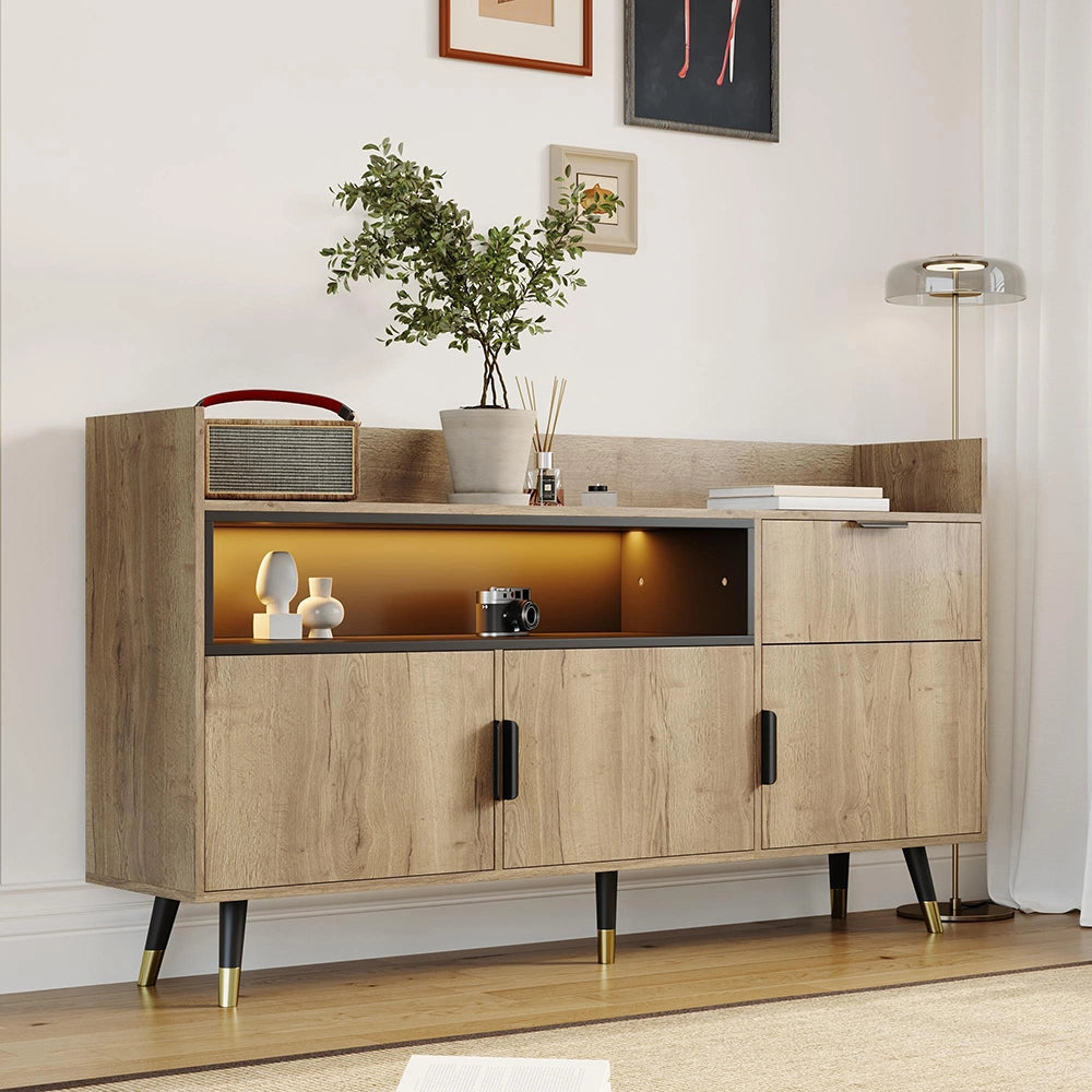 Buffet moderno minimalista - Xylo - Ripiani aperti, cassetti pratici, ante battenti