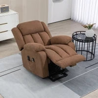 Poltrona Elettrica Alzapersona Massaggiante Reclinabile con Telecomando, in Tessuto, 91x93x103cm, Marrone