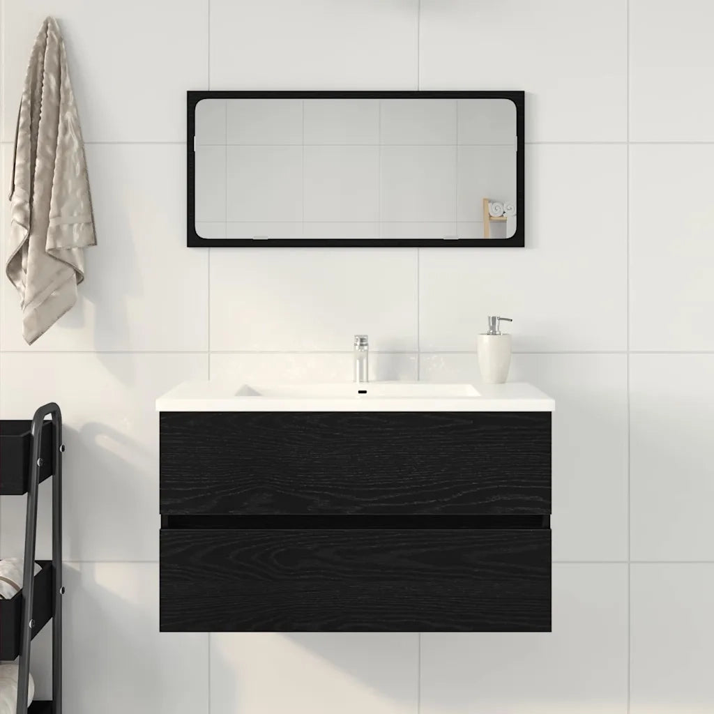 Mobile Lavabo Rovere Nero 80x38,5x45 cm in Legno Multistrato 862543
